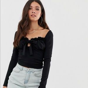 NWT Missguided Milkmaid Bardot Crop Top